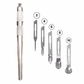 KIT PROFESSIONALE MANICO SGORBIE + LAME 2 PEZZI X 2,4,6,8,10 - Tre Pi Profumerie