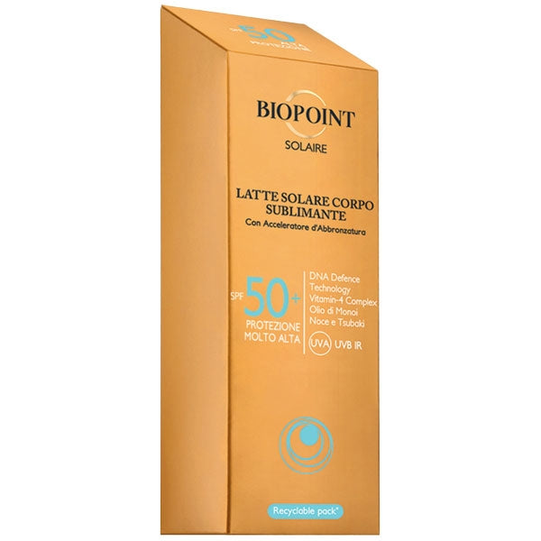 BIOPOINT SOLAIRE LATTE SOLARE CORPO SUBLIMINANTE SPF 50+ 200 ML - Tre Pi Profumerie