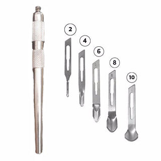 KIT PROFESSIONALE MANICO SGORBIE + LAME 2 PEZZI X 2,4,6,8,10 - Tre Pi Profumerie